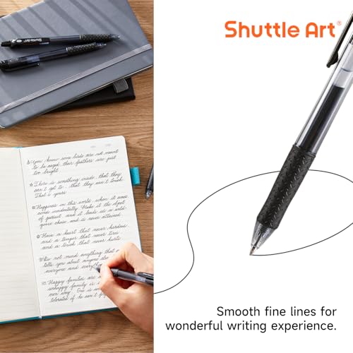 Shuttle Art Black Gel Pens, 36 Pack(18 Gel Pens with 18 Refills) Retractable Medium Point Rollerball Gel Ink Pens Smooth Writing with Comfortable Grip - Image 3