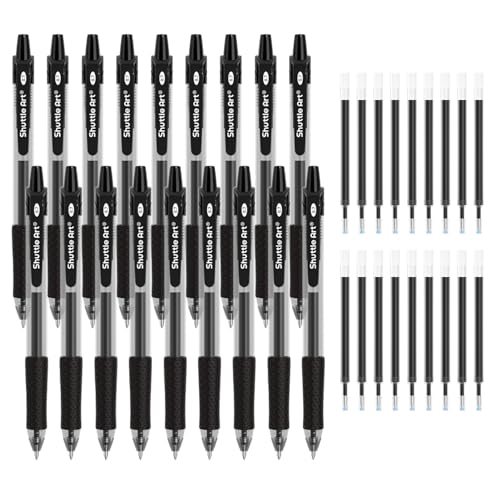 Shuttle Art Black Gel Pens, 36 Pack(18 Gel Pens with 18 Refills) Retractable Medium Point Rollerball Gel Ink Pens Smooth Writing with Comfortable Grip - Image 1