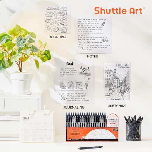 Shuttle Art Black Gel Pens, 36 Pack(18 Gel Pens with 18 Refills) Retractable Medium Point Rollerball Gel Ink Pens Smooth Writing with Comfortable Grip - Image 4