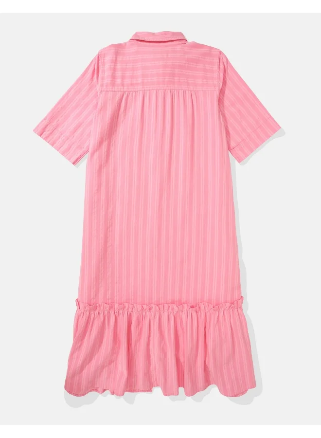 American Eagle AE Ruffle Shirt Midi Dress