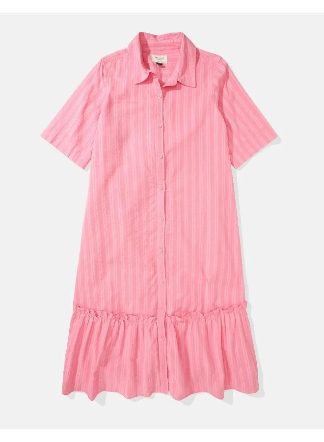 American Eagle AE Ruffle Shirt Midi Dress