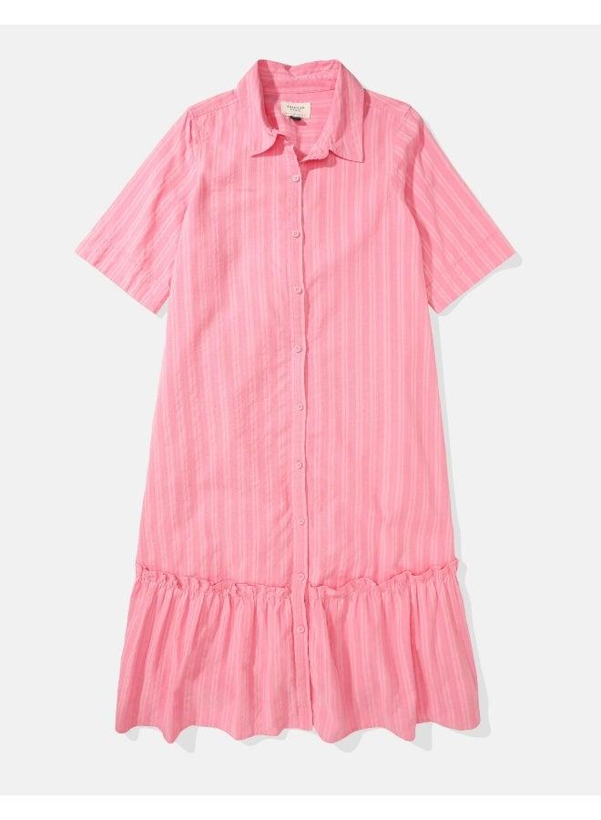 American Eagle AE Ruffle Shirt Midi Dress - Image 3