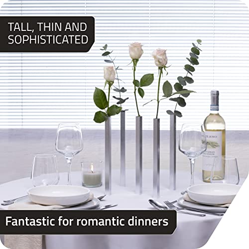 PELEG DESIGN Magnetic Flower Vase - Unique and Modern Set of 5 Silver Aluminum Vases for Home Garden Décor | 9.4 x 0.6 x 0.6 inches | Suitable for Both Real and Artificial Flowers - Image 2