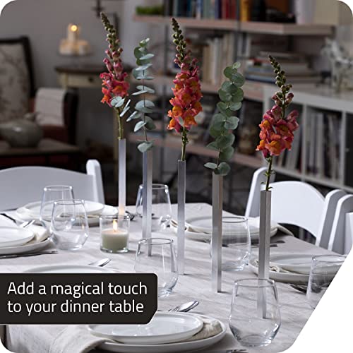 PELEG DESIGN Magnetic Flower Vase - Unique and Modern Set of 5 Silver Aluminum Vases for Home Garden Décor | 9.4 x 0.6 x 0.6 inches | Suitable for Both Real and Artificial Flowers - Image 4