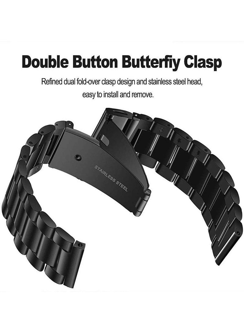 Quick Release Stainless Steel Metal Replacement Straps 22mm Compatible With Oraimo Watch 2 Pro OSW-32 Smartwatch  -Black - Image 1