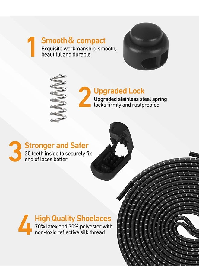 2 Pairs Elastic No Tie Shoe Laces, Heavy Duty Tieless Shoelaces Shoe Strings, for Adults Kids Sneakers Daily Use - Image 3