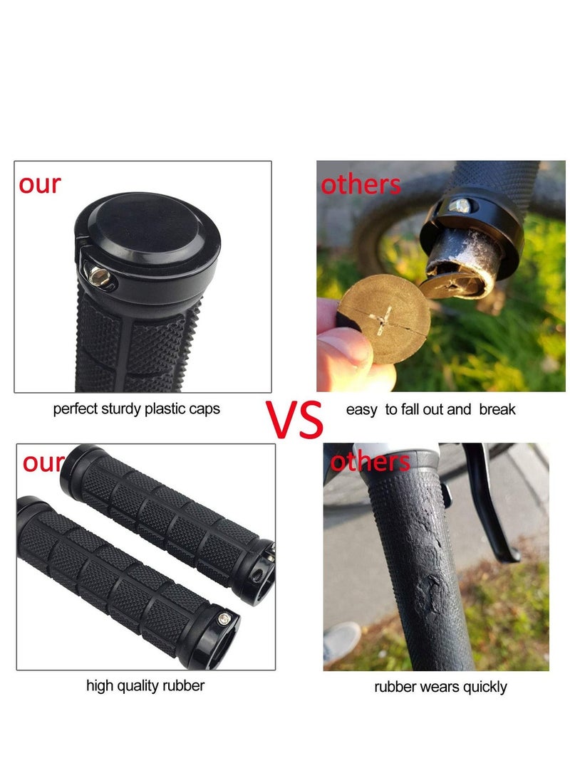 SYOSI - Bicycle Handlebar Grips Rubber Anti-Slip Grip Handlebar for MTB/BMX Mountain Bike Bicycle Accessories Black 2 Pack - Image 1