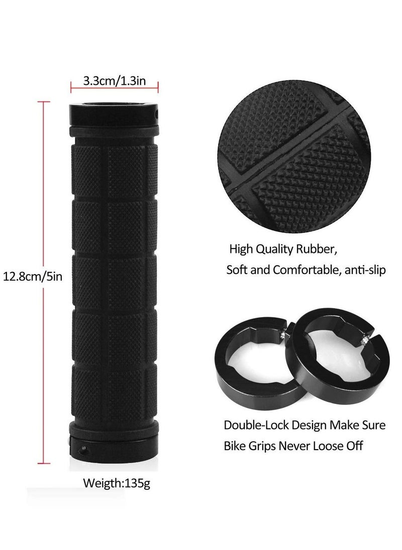 SYOSI Bicycle Handlebar Grips Rubber Anti-Slip Grip Handlebar for MTB/BMX Mountain Bike Bicycle Accessories Black 2 Pack  - Image 2