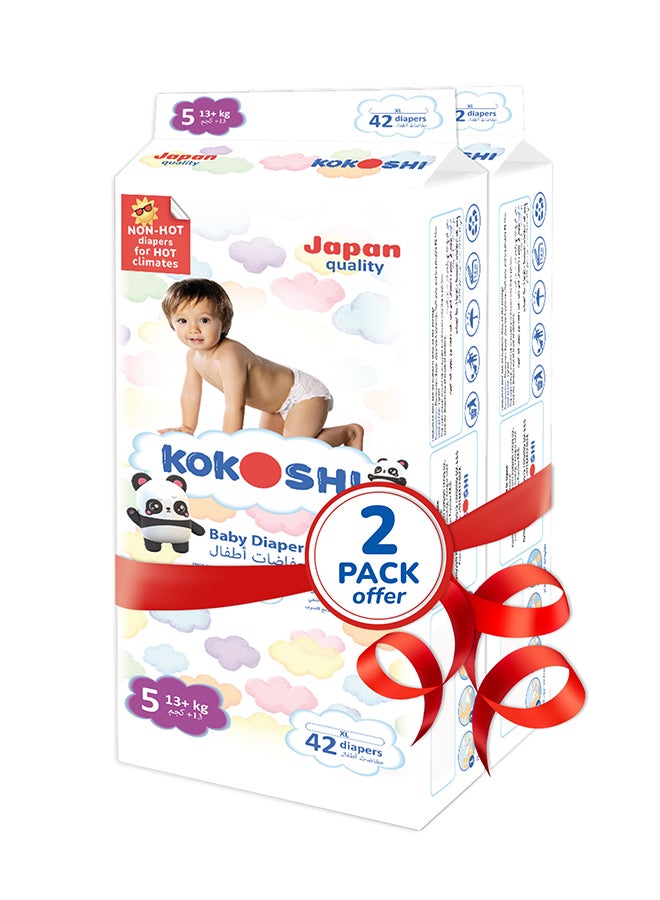 Kokoshi Premium Baby Diapers Size 5 (13+ kg), 84 pcs – Ultra-Soft, Hypoallergenic, 12h Protection, Breathable, Leak-Proof Japanese, Wetness Indicator - Image 1
