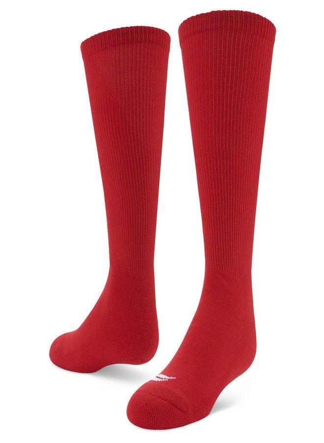Sof Sole Football Over-the-Calf Team Athletic Performance Socks (2 Pair), Large, Red - Image 1