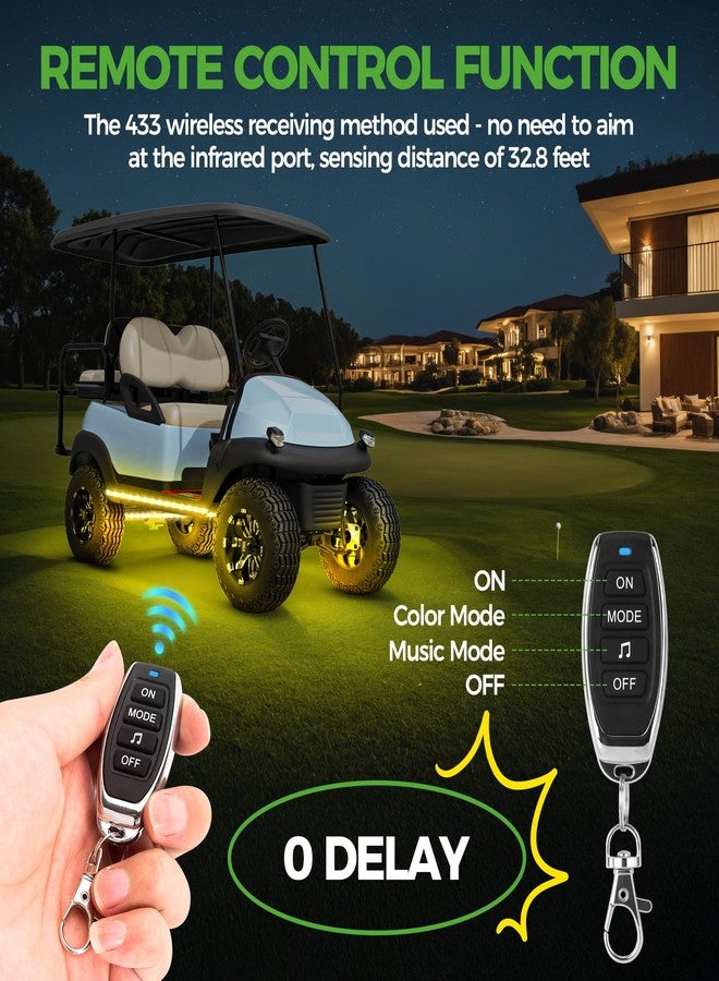 10L0L Golf Cart Underglow LED Light Strip Kit, 22 Modes Glow Neon Underbody Lighting with Wireless Remote Control, Sound Active, Water Resistant Flexible Tubes 4 Pack - Image 5
