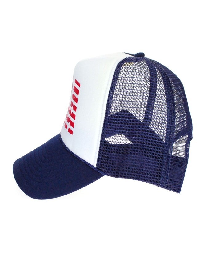 SA106 American Flag Patriotic USA Classic 5 Panel Mesh Snap Back Trucker Hat (USA Navy) - Image 4