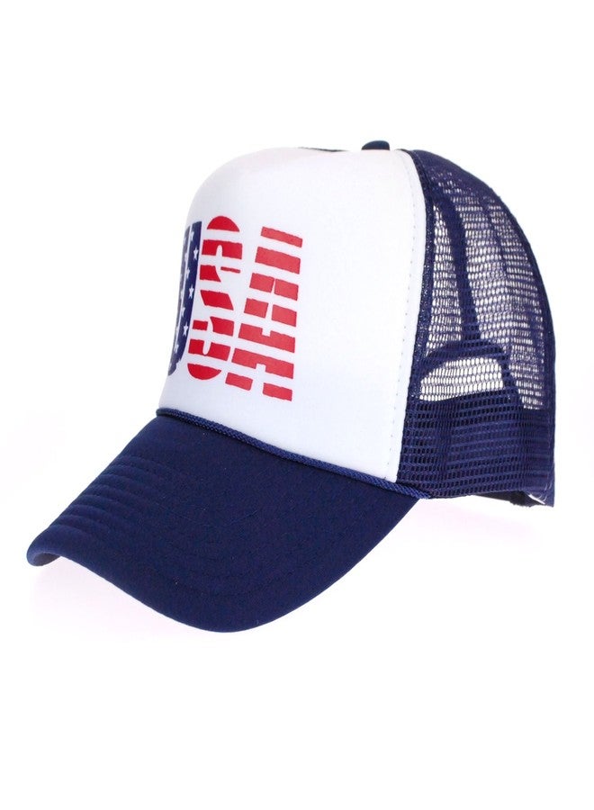 SA106 American Flag Patriotic USA Classic 5 Panel Mesh Snap Back Trucker Hat (USA Navy) - Image 3