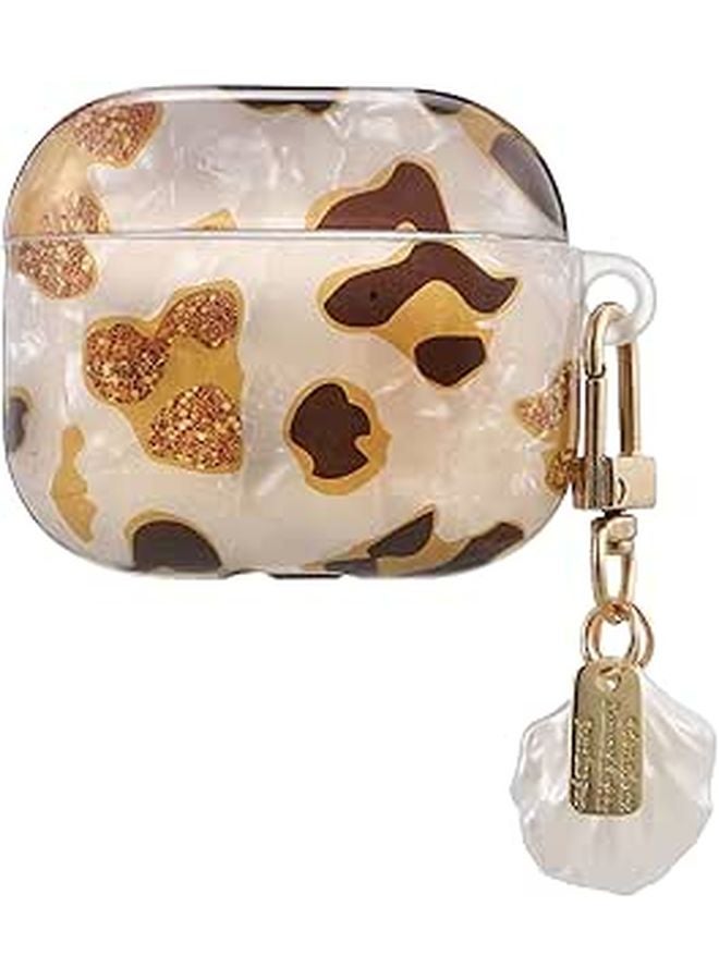 Leopard Print Protective Case with Shell Pendant for Wireless Earbuds Wear Resistant Cover - Image 1