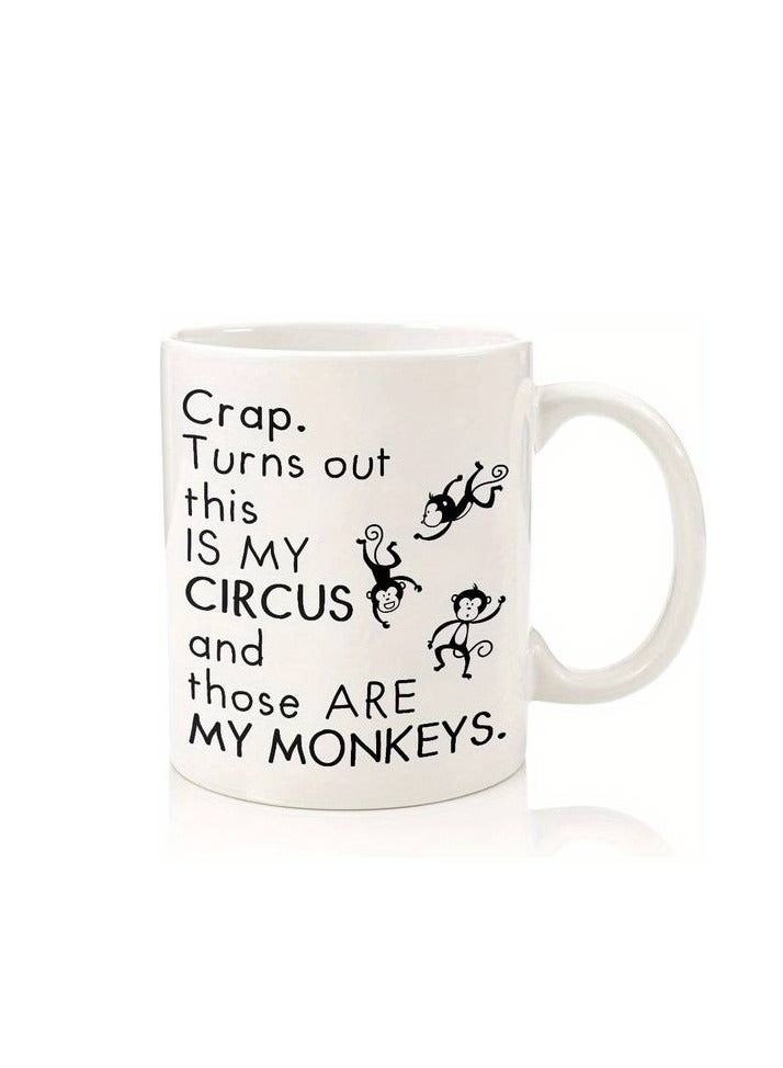 RYN® تصميم مطبوع كوب 'سيركي، قردتي' مضحك - هدية مثالية لعيد الميلاد أو عيد الميلاد للأم من الابنة أو الابن، مثالي للمعلمين، الرؤساء والقادة، كوب قهوة سيراميك 11 أونصة