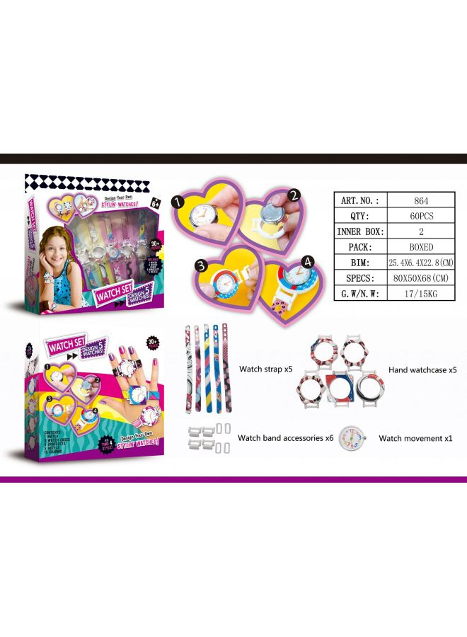DIY Hand-woven Bracelet Watch Play House Dress Up Girls' Children's Educational Toys Suit Wholesale-Color:864 Jewelry Watch (60 PCs Per Box)  - Image 1
