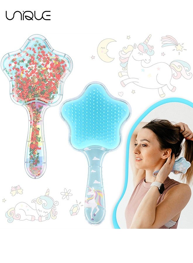 Unique 2 Pack Star Comb - Detangle Hair Brush Durable Paddle Hair Bursh Easily Glide Through Knots No Pull Panda Tangle Brushes for Women Girls to Smooth Thick Curly Thin Long Short Wet or Dry Hair - Image 4