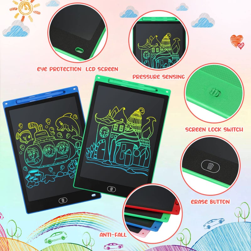 Zhehao 12 Pack LCD Writing Pad for Kids 10 Inch Erasable Doodle Boards Electronic Drawing Pads Colorful Reusable Painting Tablets Bulk Educational Learning Gifts for Christmas Boys Girls Party Favors - Image 3
