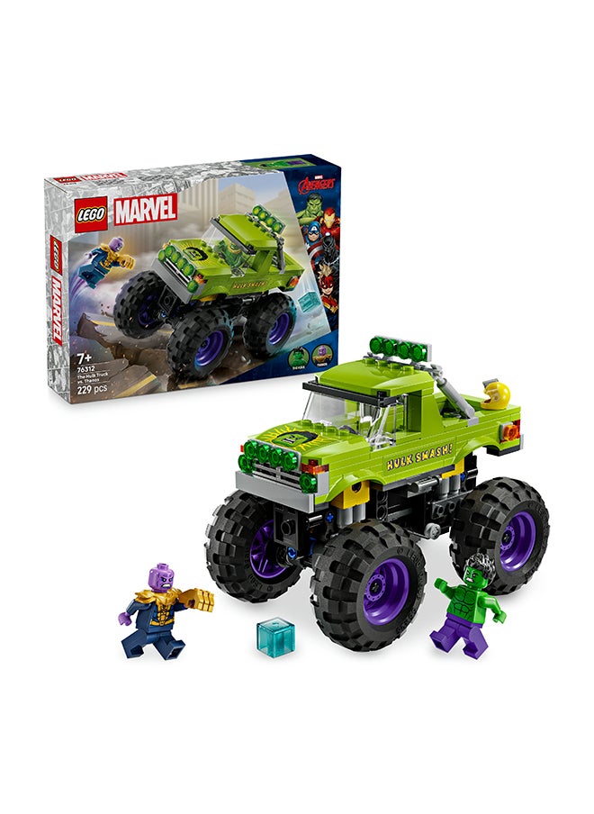 LEGO LEGO Marvel The Hulk Truck vs. Thanos - Super Hero Building Toy with a Monster Truck plus 2 Minifigures & Accessories incl. an Infinity Gauntlet - Collectible Set for 7+ Year Old Boys & Girls - 76312 (229 pieces)  - Image 1