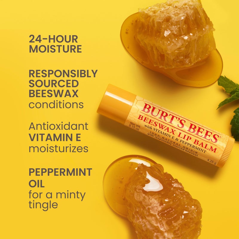 Burt's Bees Lip Balm - Original Beeswax, Lip Moisturizer With Responsibly Sourced Beeswax, Tint-Free, Natural Origin Conditioning Treatment, 2 Tubes, 0.15 oz. - Image 2