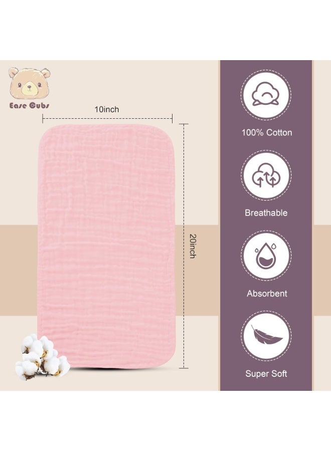 Ease Cubs Muslin Burp Cloths Large 100% Cotton Hand Washcloths for Boys & Girls, Baby Essentials Extra Absorbent and Soft Burping Rags for Newborn Registry (Pink, 12-Pack, 20" X10") - Image 4