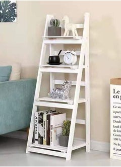 LINGWEI Wooden Foldable 4 Layers Ladder Decorative Plant Stand Indoor Flower Pot Folding A Framde Display Shelf Free Standing Patio Wood Rack With Book Shelves Holder  - Image 2