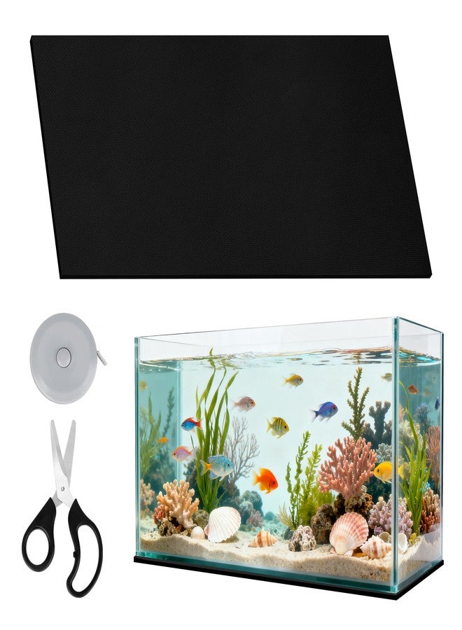 Liveek 30 x 15 x 0.2 Inches Aquarium Leveling Mat Set, Liveek Waterproof Fish Tank Pad with Scissors & Measuring Tape, Black Easy to Cut Neoprene Mat for Under Tank - Image 1