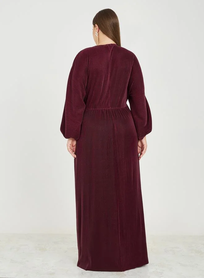 ستايلي Burgundy Crushed Velvet Dress