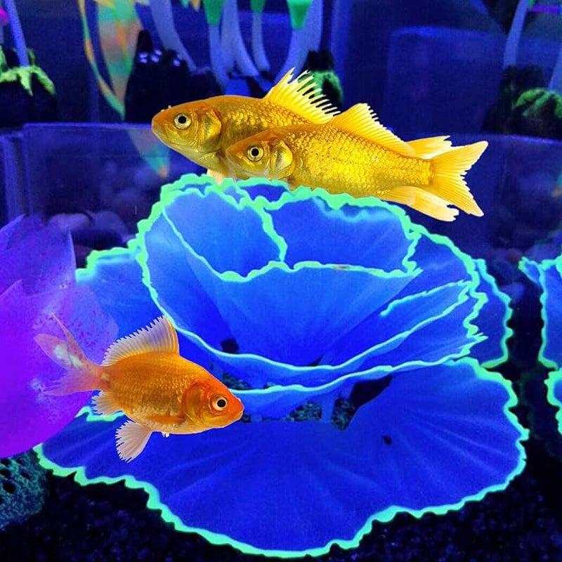 Besimple Artificial Coral Ornament Glowing Effect Resin Aquarium Plants Coral Aquarium Fish Tank DecorationsBlue