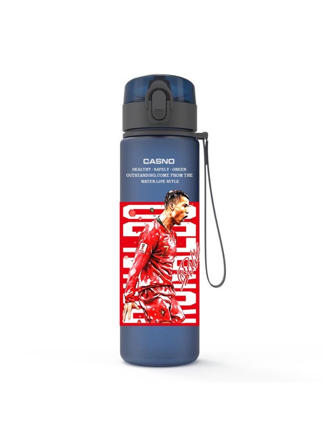 Football Superstar Posters Set, Ronaldo Messi Neymar And Mbape Sports Water Bottle Protein Shaker Outdoor Travel Portable Leakproof Drinkware Plastic Drink Bottle BPA Free 560mL