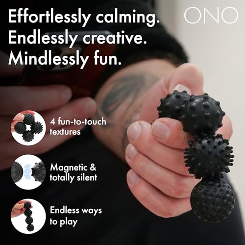 ONO Signets Silicone Magnetic Balls with Textured Dimples Bumps and Waves Fun to Play with Fidget Toy for Adults Help Relieve Stress Anxiety Tension Onyx Set of 4 - Image 5