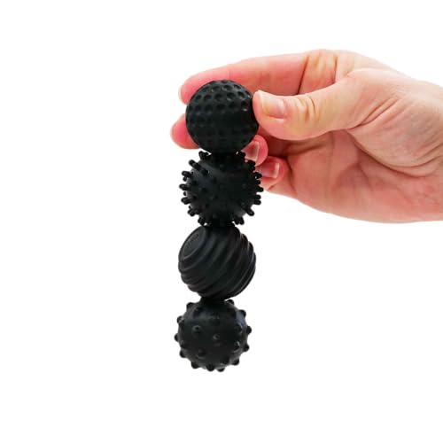 ONO Signets Silicone Magnetic Balls with Textured Dimples Bumps and Waves Fun to Play with Fidget Toy for Adults Help Relieve Stress Anxiety Tension Onyx Set of 4 - Image 1