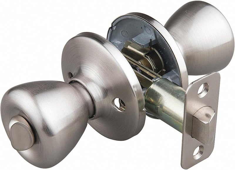 57796 Tulip Door Knob Entry Lever Handle Keyless Lockset for Privacy Safety with Warranty, Satin Nickel