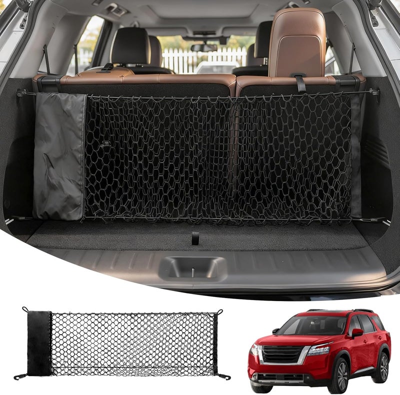 Maxzina Simple multi-color universal build Cargo Net Compatible with 2013-2025 Nissan Pathfinder Truck Bed Cargo Net 3.05'×1.31' Double Layer Envelope Style Dense Mesh Trunk Organizer for 2024 Pathfinder Exterior Accessories Global production standard crafted - Image 1