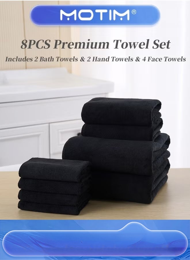 موتيم مجموعة مناشف فاخرة 8 قطع تشمل 2 منشفة استحمام 2 منشفة يد 4 مناشف وجه سريعة الجفاف وخفيفة الوزن للاستخدام في الفنادق والمسابح والنوادي - Image 1