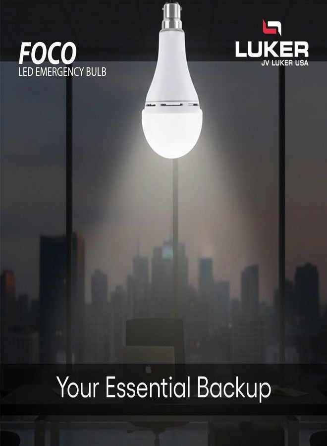 LUKER JVLuker 12W Emergency LED Bulb B22 Base Energy Efficient Inverter Light 3.5 Hours Backup 120 Degree Wide Beam Coverage High CRI Lights for Home and Office 1 Year Warranty (Pack of 1, White) - Image 2