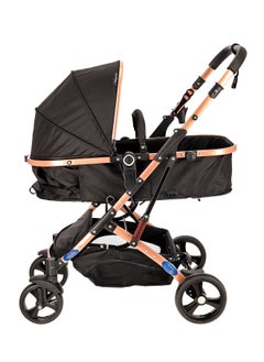 Multifunctional Luxury Pram with 6 Adjustable Positions| Easy Foldable, Lightweight, Safety Harness and Canopy with UV Protection | Portable Baby Stroller Ideal for  Babies and Toddlers Ages 0-4, BLACK