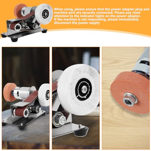 Tzdxfgl Mini Belt Sander, 15° Electric Knife Sharpener Bench Grinder Sanding Machine, 7 Adjustable Speed Electric Belt Grinder, Low Noise Cutter Sharpener Sander, Polishing Grinding Machine for Metal Jewelry - Image 3