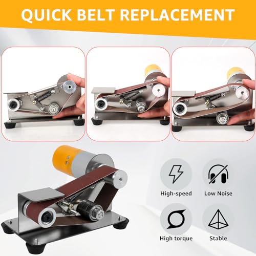 Tzdxfgl Mini Belt Sander, 15° Electric Knife Sharpener Bench Grinder Sanding Machine, 7 Adjustable Speed Electric Belt Grinder, Low Noise Cutter Sharpener Sander, Polishing Grinding Machine for Metal Jewelry - Image 4