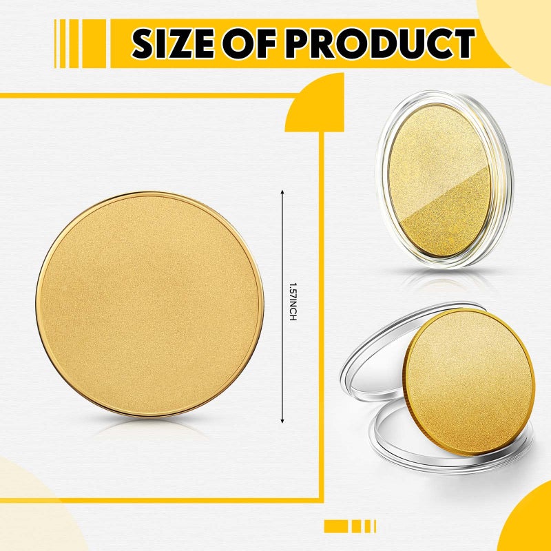 Yinkin 10 Pieces Blank Challenge Coin Laser Engraving Alloy Blank Coins Threaded Edged 40 mm with Acrylic Protection Box for DIY Crafts Birthday Travel Commemorative Collection(Gold) - Image 2