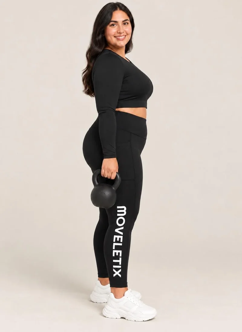Moveletix  Plus Size Women's High Waisted Leggings Pocket Card Airpod slot for Women | Best Price UAE