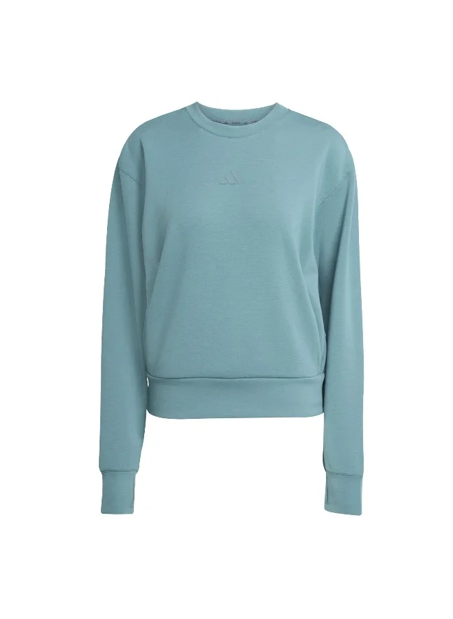 Adidas Adidas D4T Knit Crew Green Sweatshirt (Long Sleeve) Sweatshirts For Women