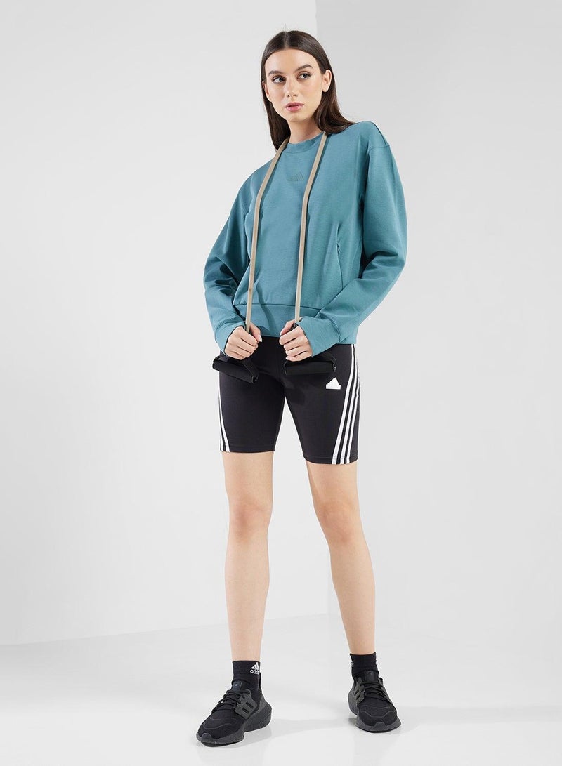 اديداس كنزة صوفية خضراء برقبة دائرية للنساء - Image 4