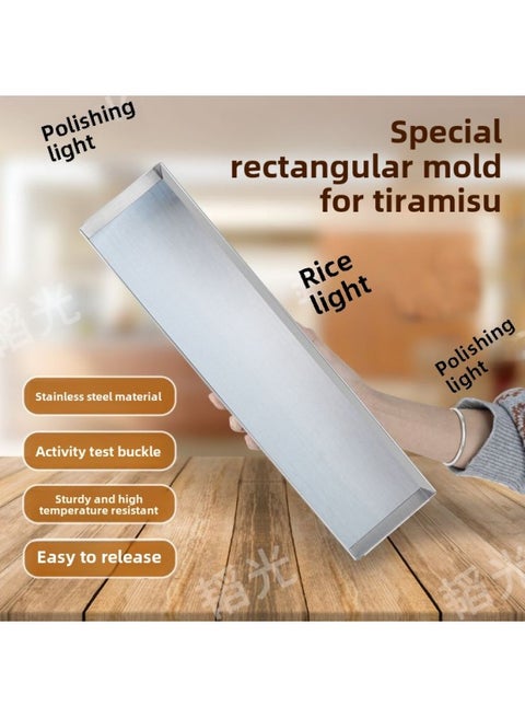 Net Red Tiramisu Mold Stainless Steel Mousse Baking Cake Strip Box Removable Rectangular Stall-Specifications:1 Transparent Lid