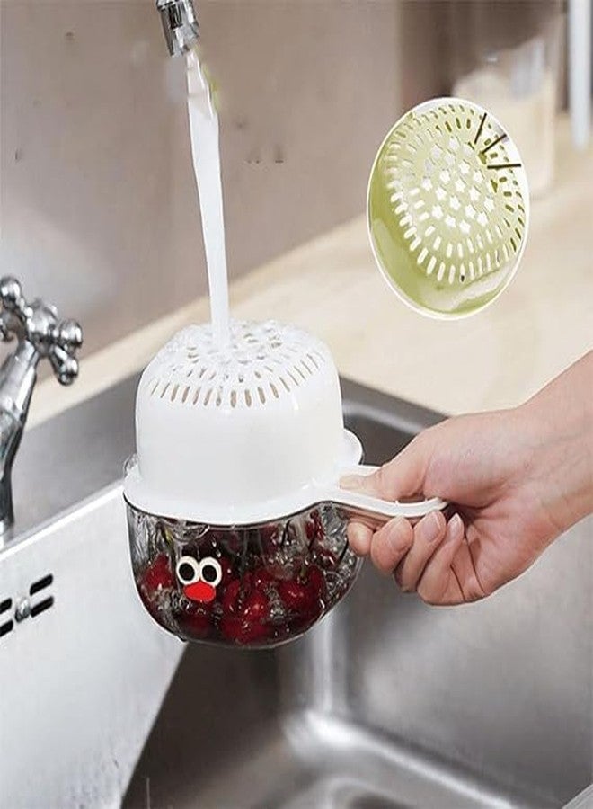 CRADIAX Dual-Layer Draining Basket with Handle, Fruit Strainer Dual-Layer Veggie Colander Draining Basket with Handle Watermelon Bowl with Strainer for Mini Berry Tomato Grape Washer (Pack of 2) - Image 5
