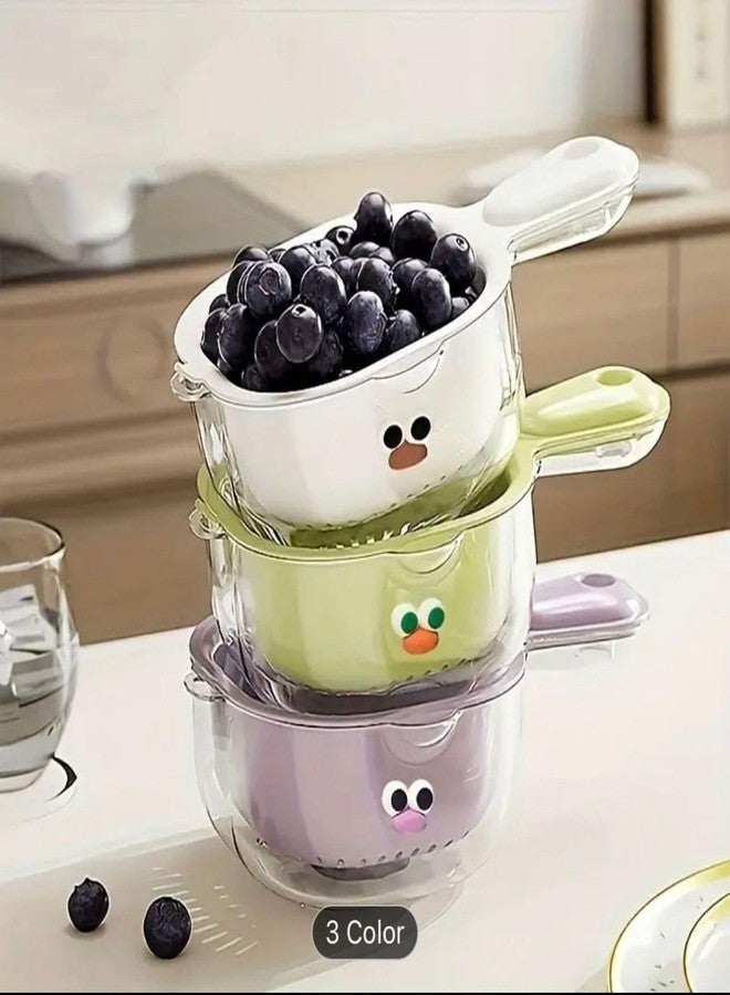 CRADIAX Dual-Layer Draining Basket with Handle, Fruit Strainer Dual-Layer Veggie Colander Draining Basket with Handle Watermelon Bowl with Strainer for Mini Berry Tomato Grape Washer (Pack of 2) - Image 4