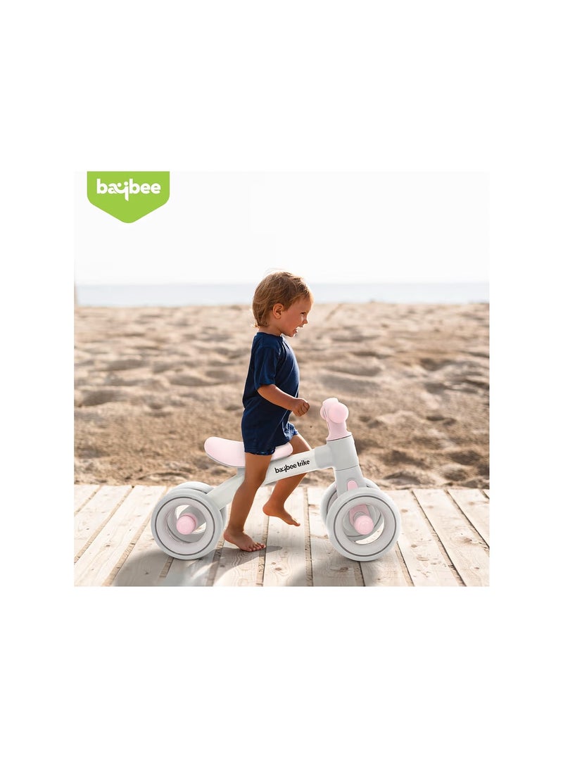 BAYBEE Baby Balance Bike Kids Bicycle for 1-3 Years 4 Wheels Toddlers Bike Ride on Toys with Widened EVA Wheels No Pedal Mini Bike for Boys Girls First Birthday Gifts Indoor Outdoor (Pink) - Image 2
