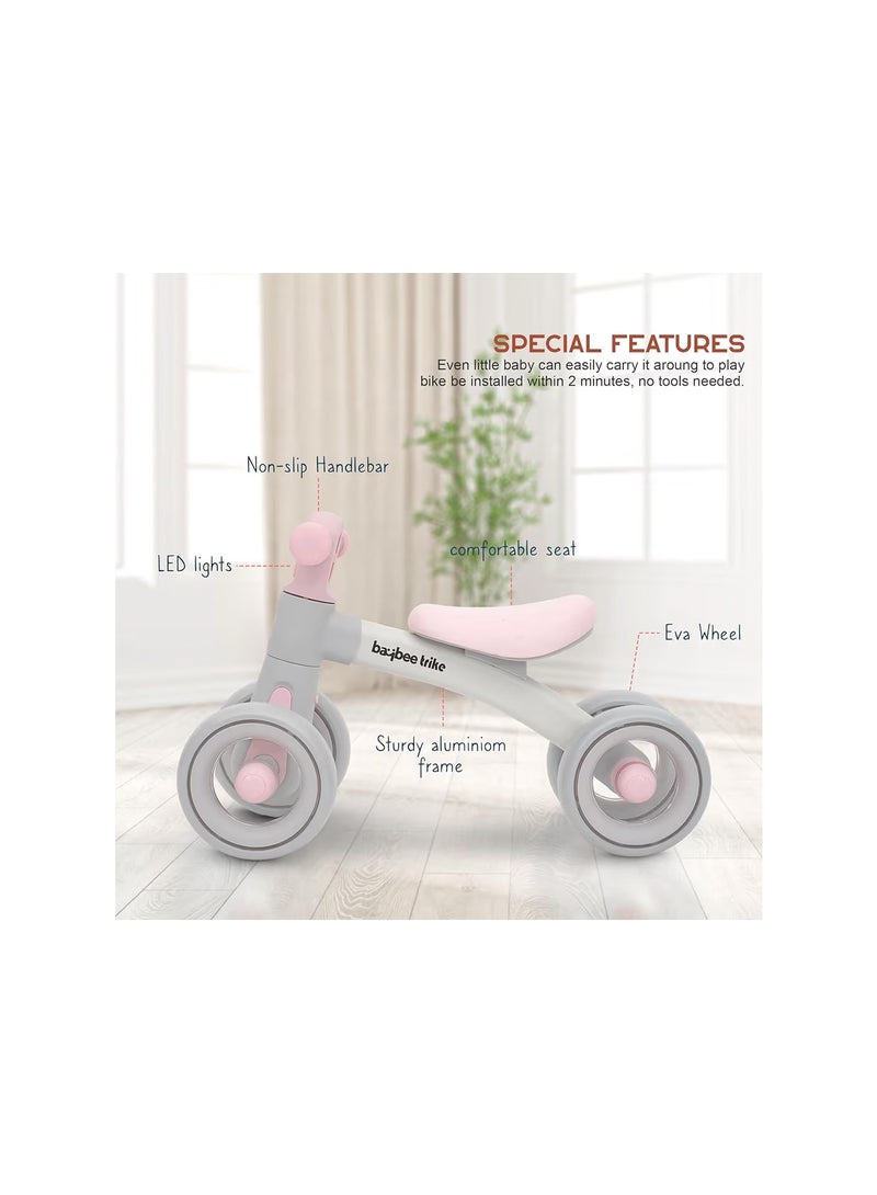 BAYBEE Baby Balance Bike Kids Bicycle for 1-3 Years 4 Wheels Toddlers Bike Ride on Toys with Widened EVA Wheels No Pedal Mini Bike for Boys Girls First Birthday Gifts Indoor Outdoor (Pink) - Image 4