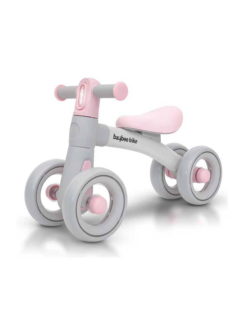 BAYBEE Baby Balance Bike Kids Bicycle for 1-3 Years 4 Wheels Toddlers Bike Ride on Toys with Widened EVA Wheels No Pedal Mini Bike for Boys Girls First Birthday Gifts Indoor Outdoor (Pink) - Image 1