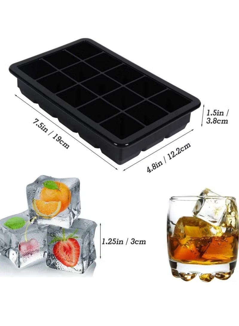 Red Leaf 2 Pack Silicone Square Ice Cube Trays with Spill Proof Lids Stackable Space Saving LFGB Certified BPA Free Ice Cube Molds for Refrigerator Baby Food Water Beverages Home Use - Image 2